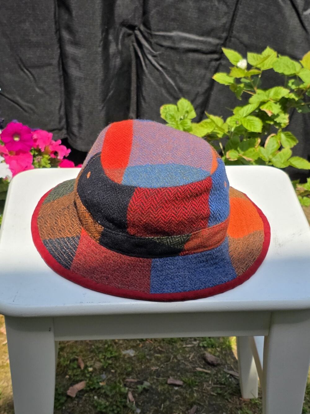 ll Bean Mens Patchwork Bucket Hat Floppy 100% Virgin Wool Fisherman's Hat